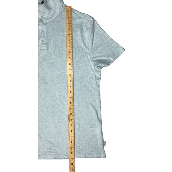 NWT Onia Linen Blend Short Sleeve Misty Blue Jersey Polo Shirt Large - Picture 3 of 8